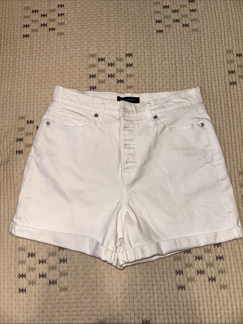Banana Republic White High-Rise Button-Fly Denim Shorts